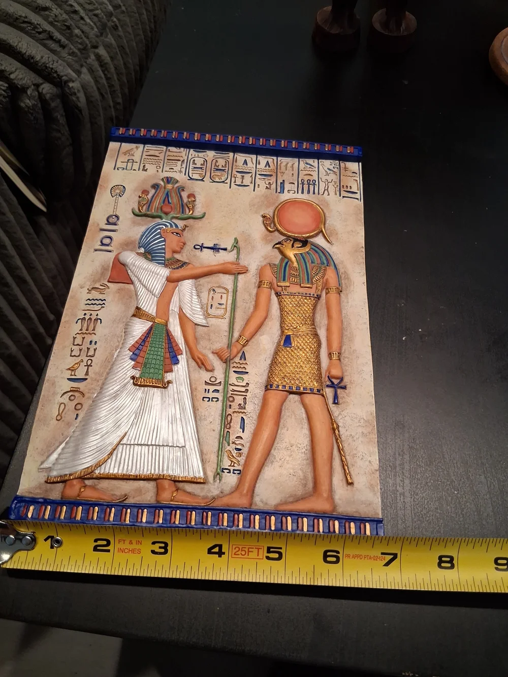 Egyptian Relief Wall Art – White, Gold, Blue